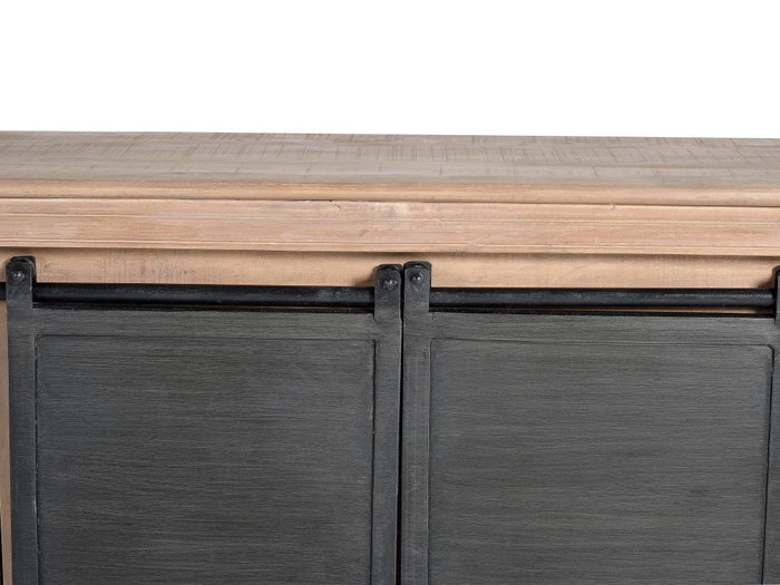 GINER Y COLOMER Mueble de TV de madera de mango y metal natural y gris
